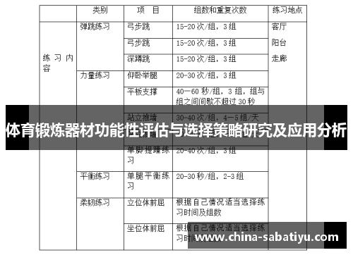 体育锻炼器材功能性评估与选择策略研究及应用分析